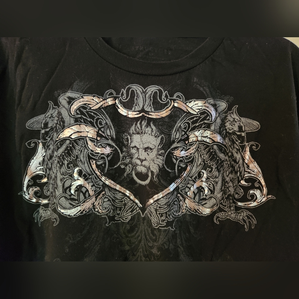 Black Graphic Men's T-Shirt, Size L - Picture 2 of 3